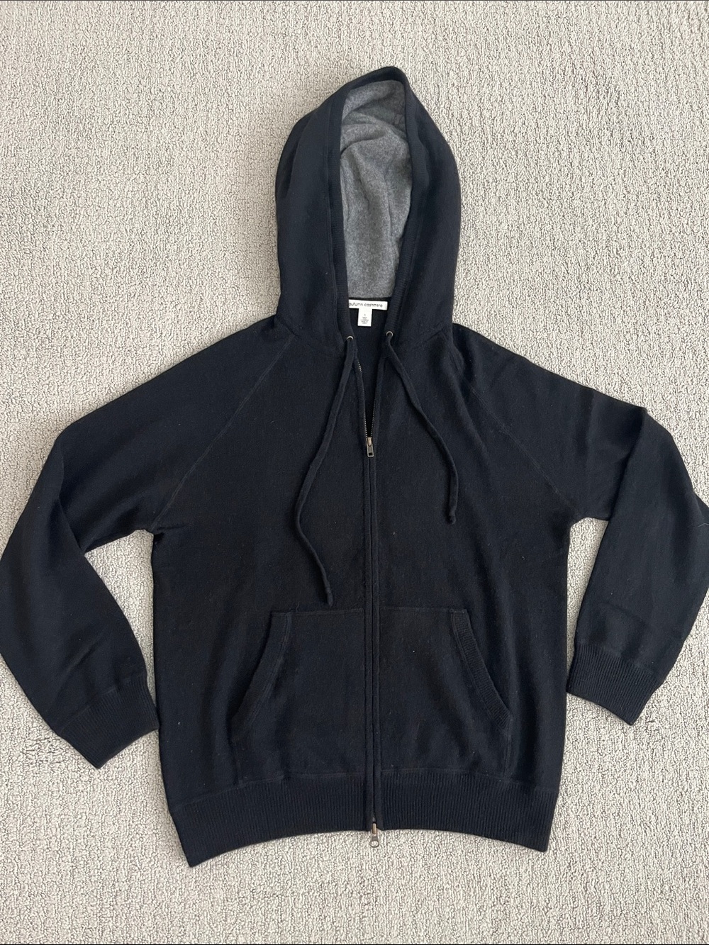 Men's Autumn Cashmere Black Zip Hoodie Sweater